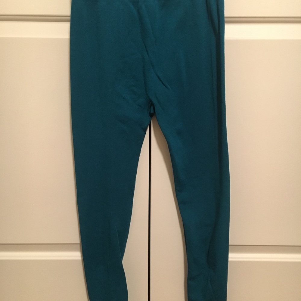 Large teal fleece lined leggings